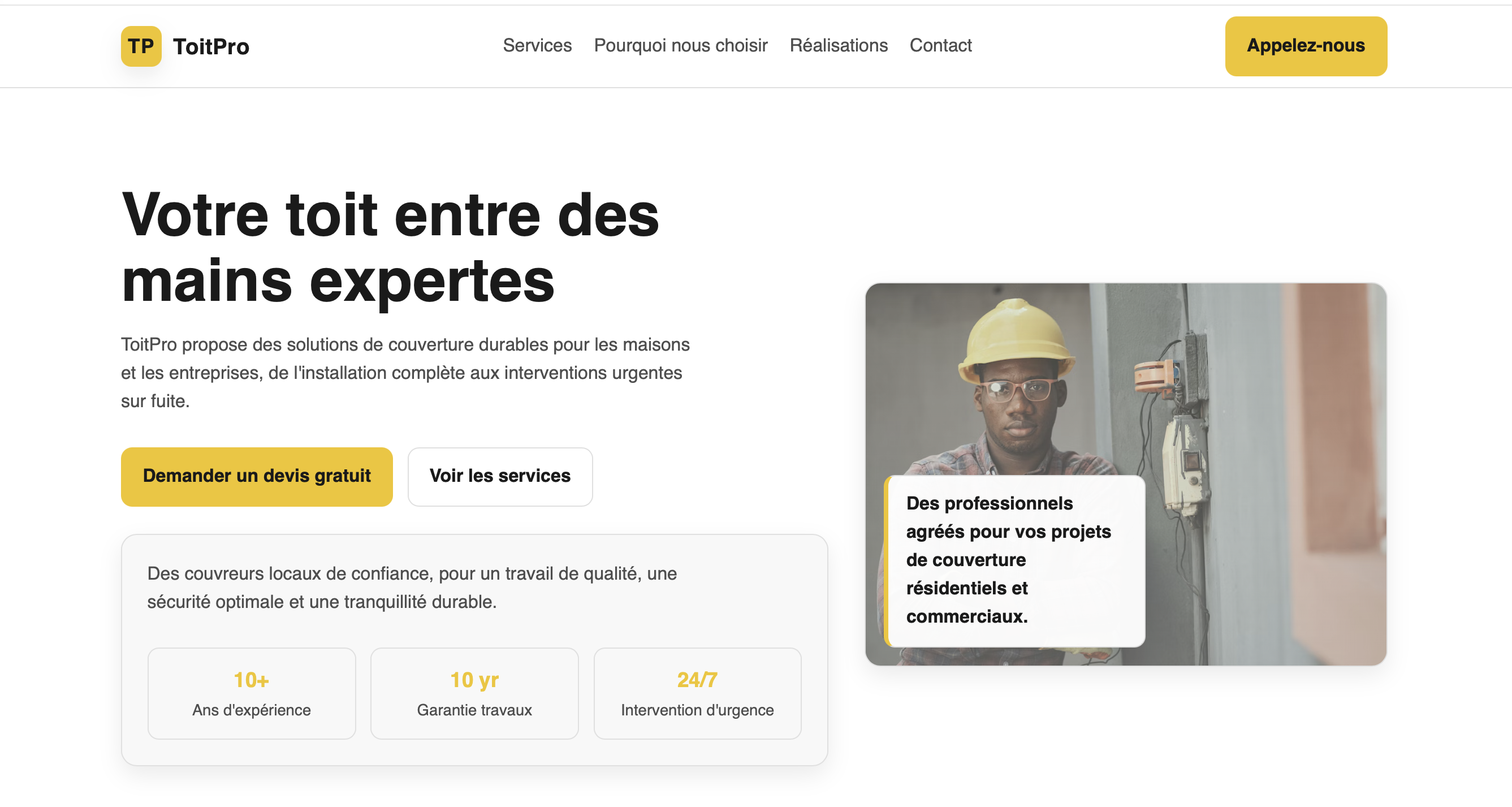 Aperçu du site ToitPro